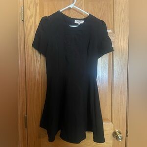 Black Short Sleeve Dress with Bow Detail